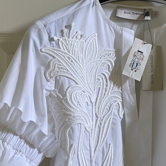 Silvia Tcherassi White Cotton Embroidered Wenda  Blouse Top Sz S  NEW - Picture 12 of 15